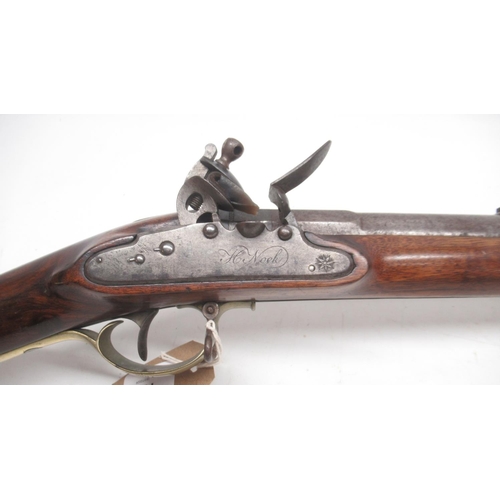 1596 - H.Nock of London Baker flintlock carbine, rifled barrel stamped H.Nock Patent with fixed fore and af... 