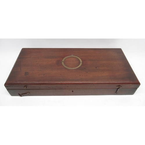 1625 - 18th/19th century mahogany duelling pistol case, fitted interior (later lining) inset brass ring car... 