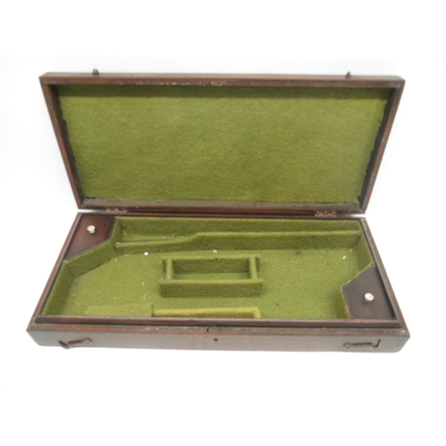 1625 - 18th/19th century mahogany duelling pistol case, fitted interior (later lining) inset brass ring car... 