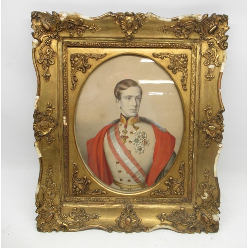 1652 - Coloured print of Emperor Franz Joseph I of Austria and King of Hungary (1830-1916). Frame measureme... 