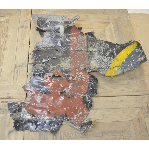 1667 - Section of Halifax fuselage crash wreckage with ID letter Q for Queenie and partial roundel visible,... 