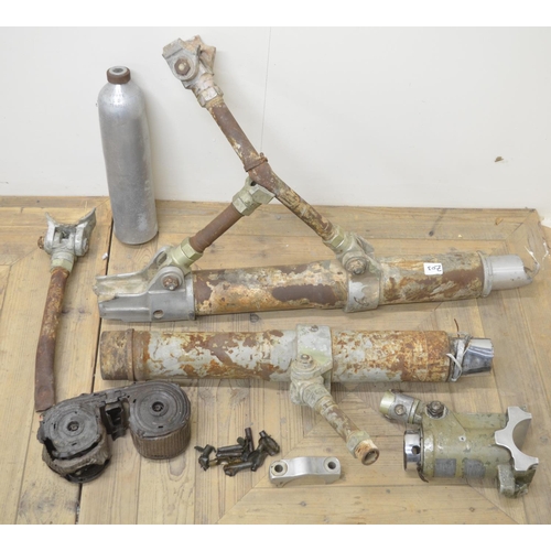 1668 - Collection of He111 wreckage to include undercarriage sections, a gun magazine and an oxygen bottle ... 