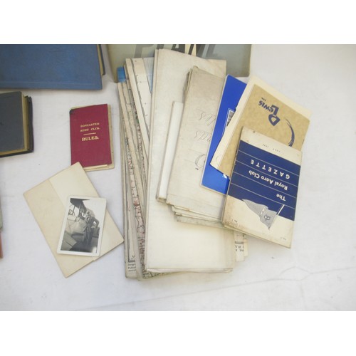 1674 - Large collection of vintage flying ephemera from the 1930s and WWII. Including ordinance survey maps... 