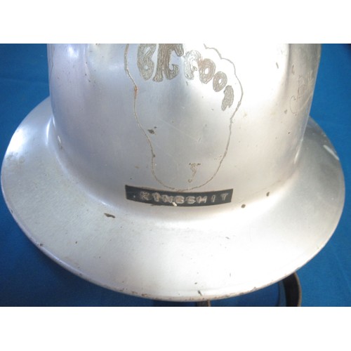 1320 - C1960s MSA Co 'McDonald T' aluminium American oil worker helmet, complete with original lining and w... 