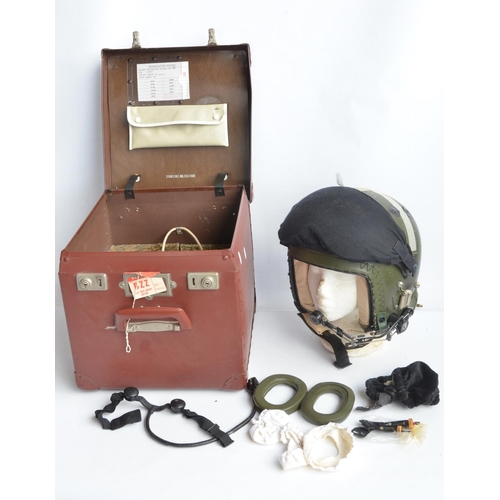 1229A - RAF Mk.3C flying helmet with attached microphone and case with accessories in good previously used c... 