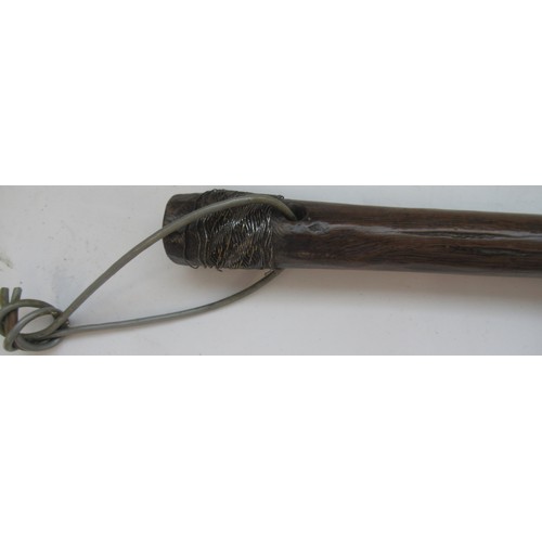 1610 - Circa 19th century Zulu / African knobkerrie club, the head with metal stud detail and wire binding ... 