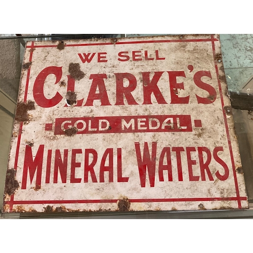 888A - Clarke’s Mineral Waters Enamel Advertising sign 51cm x41cm