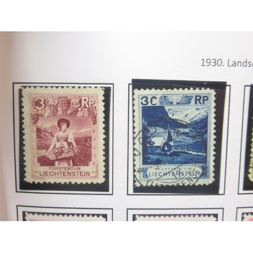 628 - Davo Liechtenstein stamp album, 2 stamp albums cont. various world stamps, Davo USA stamp album and ... 