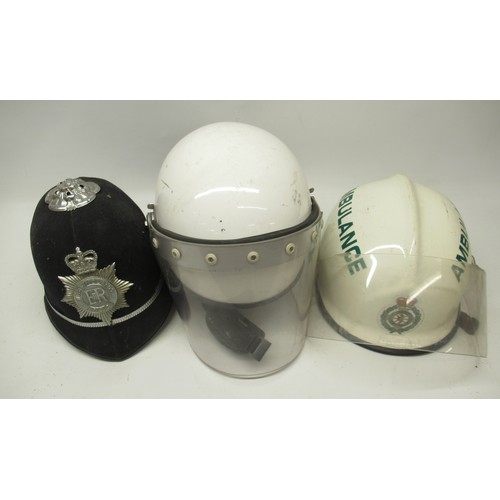 1319 - Six vintage helmets of various styles and eras, including a C2000s Pacific AK90 West Yorkshire Ambul... 