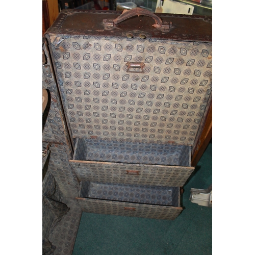 1398B - Large military campaign trunk belonging to Major E. Busby R.M.P. T.A. of Hartlepool. Lined compartme... 