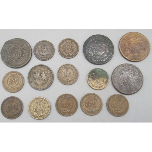 556 - Collection of C19th American coins to inc. collection of silver content dimes, 3 cents, 5 cents and ... 