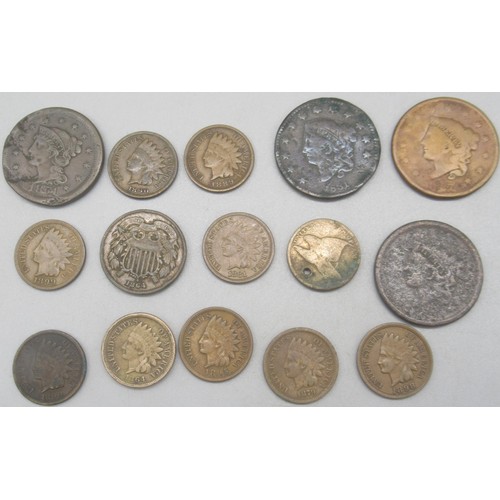 556 - Collection of C19th American coins to inc. collection of silver content dimes, 3 cents, 5 cents and ... 