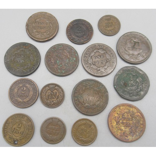 556 - Collection of C19th American coins to inc. collection of silver content dimes, 3 cents, 5 cents and ... 