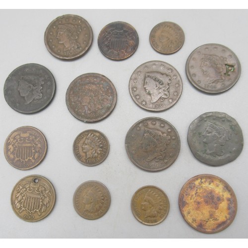 556 - Collection of C19th American coins to inc. collection of silver content dimes, 3 cents, 5 cents and ... 