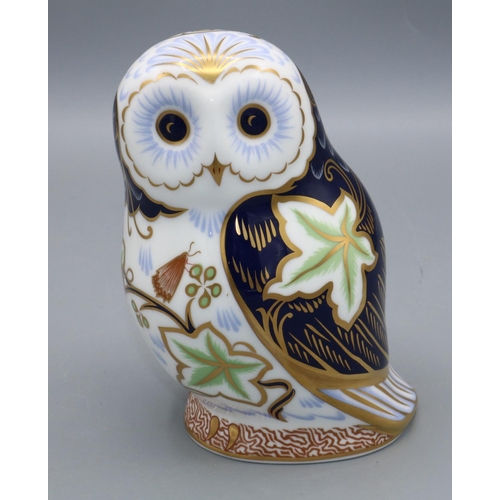 148 - Royal Crown Derby Twilight Owl paperweight, gold stopper, H13.5cm