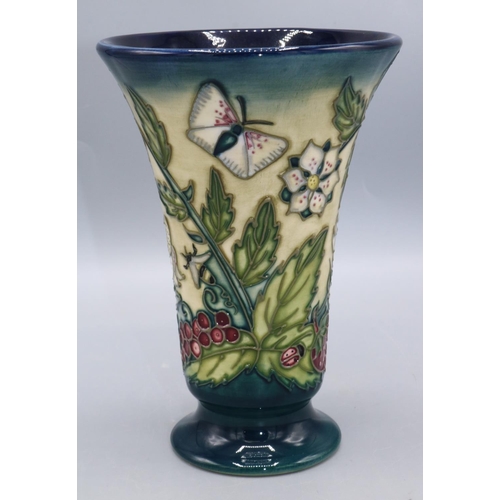 371 - Moorcroft Pottery: Fruit Garden pattern trumpet form vase, designed by Nicola Slaney, H15.5cm