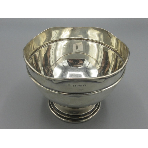 45 - Edwardian silver pedestal bowl with wavy rim and central band by A & J Zimmerman Ltd, 1908, Birmingh... 