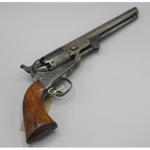 566 - Colt 1851 .36 Navy pattern percussion cap revolver with steel trigger guard. In excellent condition ... 