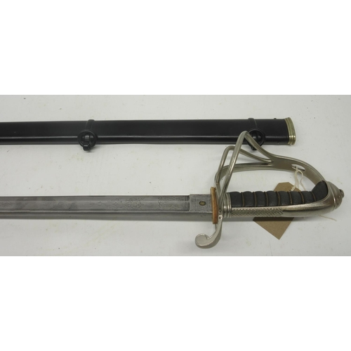 567 - 1821 pattern Royal Artillery officer's sword, made by Lyon's and Son. Complete with original scabbar... 