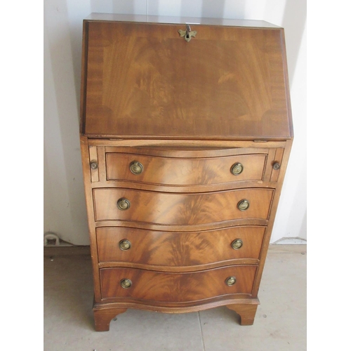 296 - Bevan Funnel Reprodux mahogany serpentine four drawer bureau, W54cm D41cm H95cm