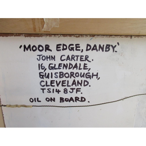 761 - John Carter (20th century); 'Moor edge Danby' oil on board, signed and dated 97, 39cm x 50cm and Bar... 