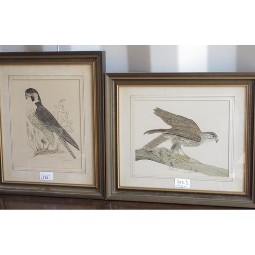 763 - Pair of ornithological prints; 'Young Goshawk and Peregrine Falcon after John Morland' 23cm x 19cm (... 