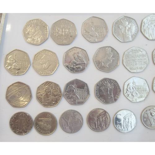 391 - Collection of mixed coins to inc. 23 commemorative 50ps, 6 commemorative 10ps, 8 commemorative £2, s... 