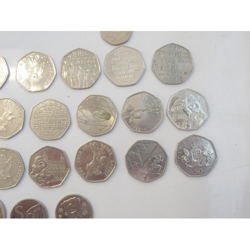 391 - Collection of mixed coins to inc. 23 commemorative 50ps, 6 commemorative 10ps, 8 commemorative £2, s... 