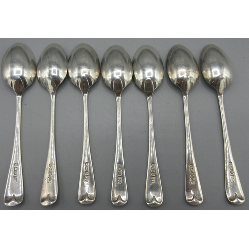 56 - Set of seven George V silver monogrammed teaspoons by Robert Pringle & Sons, Sheffield, 1932, 2.6ozt