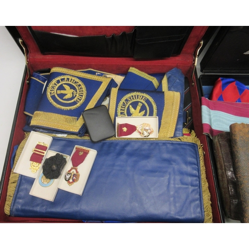 117 - Collection of mainly West Lancs. and Cheshire Masonic Craft & Chapter Regalia incl. aprons, sashes, ... 