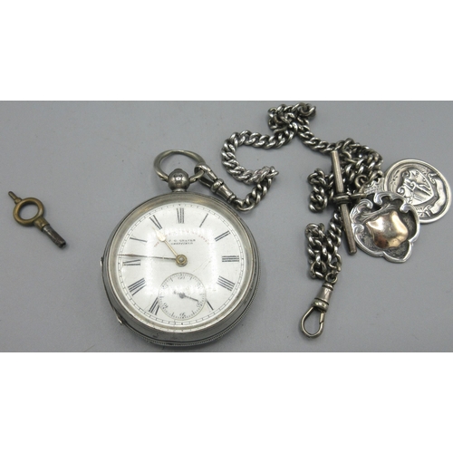 513 - J. G. Graves Sheffield, The Express English Lever, silver key wound and set pocket watch, signed whi... 