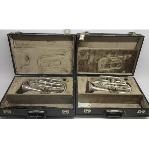 68 - Two cased Cornets, Weltklang silver plate Cornet with mother of pearl valves, and a Corton by Amati ... 