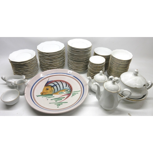 335 - 20th century Bohemia Czech Twenty-Four piece dinner service in white with gilt rims complete with ma... 