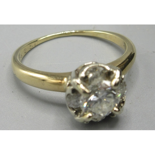 6 - 14ct multi tone gold ring, the central diamond (approx. 0.6ct) surrounded by four smaller diamonds, ... 