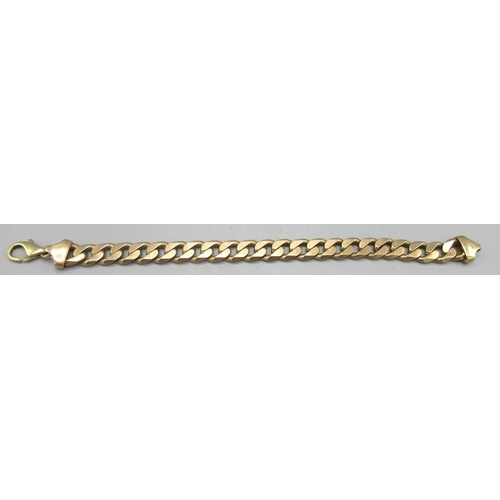 190 - 9ct rose gold chain link bracelet stamped 375, with yellow metal clasp, not hallmarked, L21.5cm, 43.... 