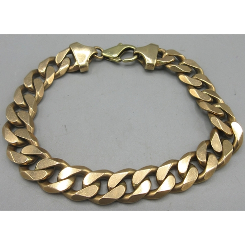 190 - 9ct rose gold chain link bracelet stamped 375, with yellow metal clasp, not hallmarked, L21.5cm, 43.... 