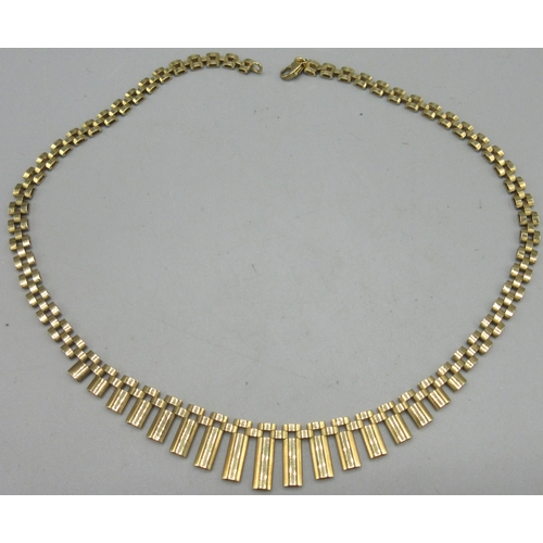 191 - 9ct yellow gold collar graduated necklace, stamped 375, L40cm, 14.16g