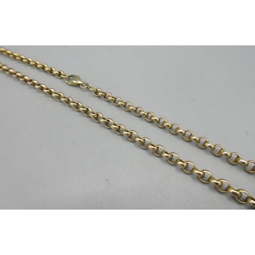 680 - 9ct yellow gold belcher chain necklace stamped 375, L54cm, 11.59g