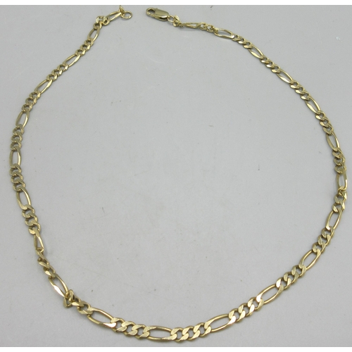 684 - 9ct yellow gold chain link necklace, stamped 375, L46.7cm, 13.96g