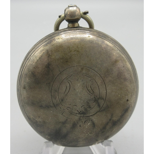 82 - Russells Ltd., 18 Church Street, Liverpool, Edward VII silver key wound pocket watch, signed white e... 