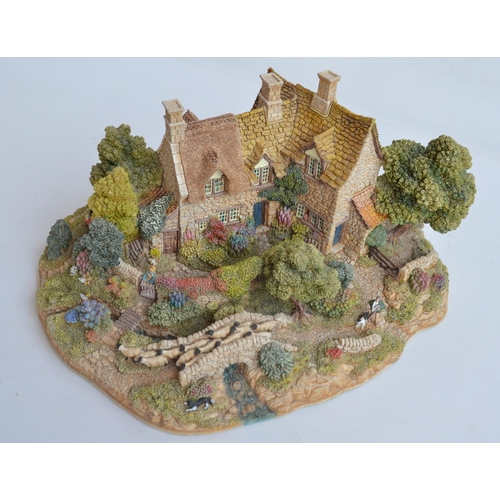 392 - Lilliput Lane L2142 'Pastures New' large hand-painted scenic set cottage model with deed card, box a... 