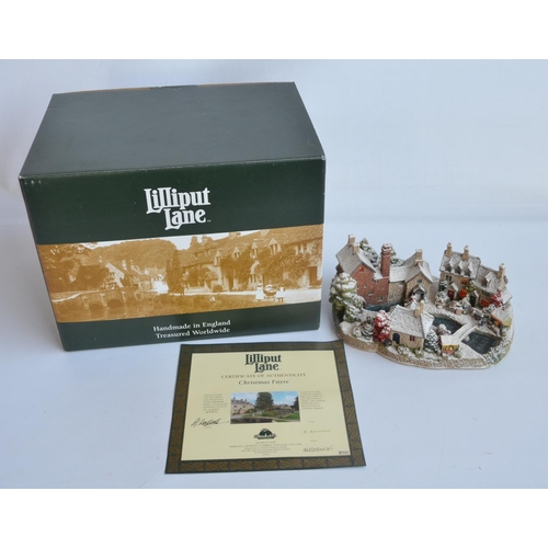 393 - Lilliput Lane limited edition L2950 'Christmas Fayre' large hand-painted scenic set village model (7... 