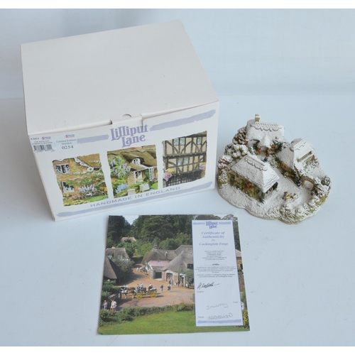 398 - Lilliput Lane limited edition L3311 'Cockington Forge In Winter' large hand-painted scenic set villa... 