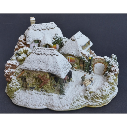 398 - Lilliput Lane limited edition L3311 'Cockington Forge In Winter' large hand-painted scenic set villa... 