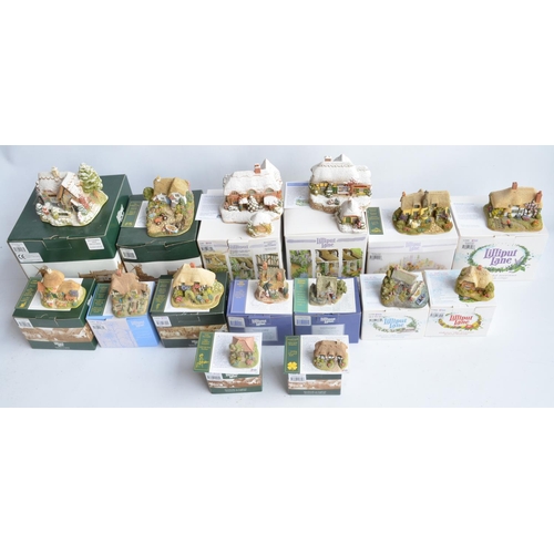 407 - Fifteen Lilliput Lane cottages and buildings, all South/South West England themed to include The Lob... 