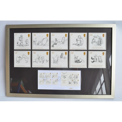 411 - Mixed lot to include a framed limited edition Winnie The Pooh first day stamps picture with original... 