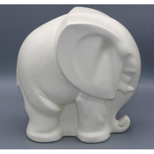 138 - Copeland Spode Velamour Art Deco elephant, designed by Erik Olsen, model no.K446, off-white glaze, H... 