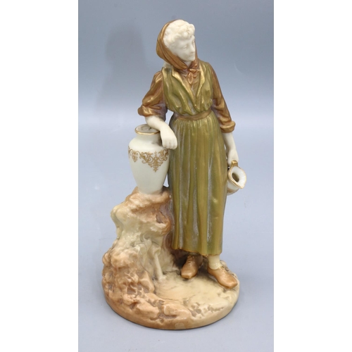 139 - Royal Worcester shot enamel decorated figure of a female water carrier, model 1810, H17.5cm