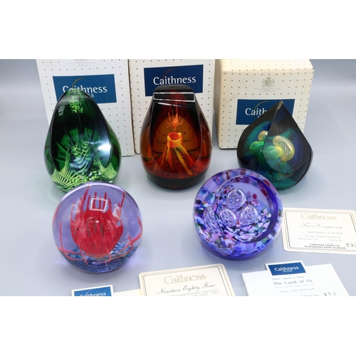 425 - Collection of Caithness glass limited edition paperweights, comprising Two's Company, The Land of Oz... 