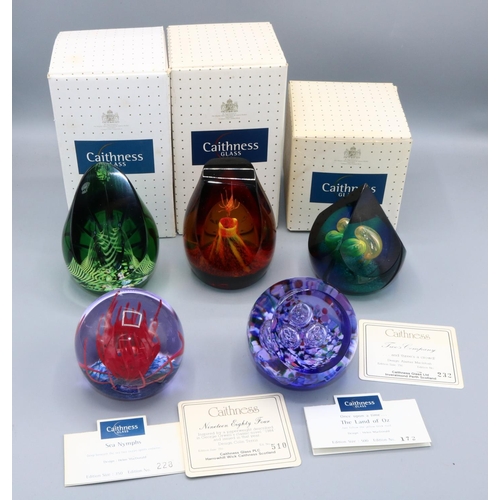 425 - Collection of Caithness glass limited edition paperweights, comprising Two's Company, The Land of Oz... 